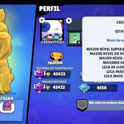 CONTA BRAW STARS 43K DE TROFEUS 86 BRALERS 3 SKINS LENDARIA LVL 200