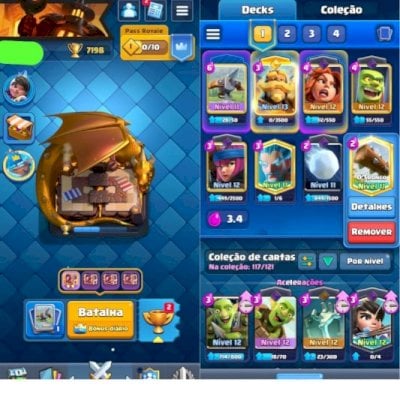 Conta Clash Royale nível 12 do rei com 4300 gemas