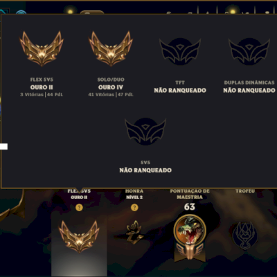 Ouro 4 com 75 Champs e 5 Skins