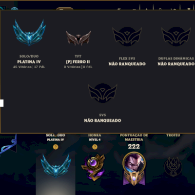Platina 4 com 95 Champs e 41 Skins