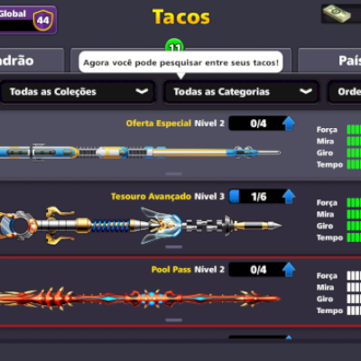 Conta de 8 ball poll bem evoluída com varios tacos Valor gasto:40