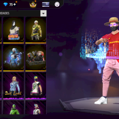 Conta de free fire(FF) com 75 Dimas restantes dunk master e conjuntos de animes