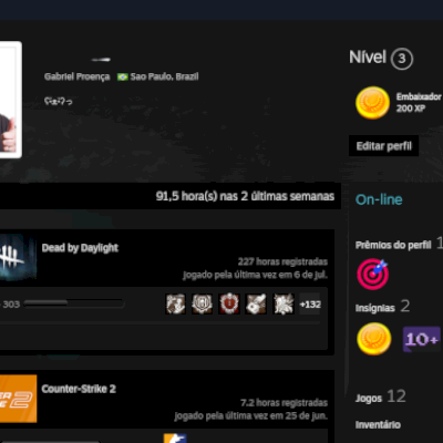 CONTA STEAM 12 JOGOS + CONTA DEAD BY DAYLIGHT C DLCs