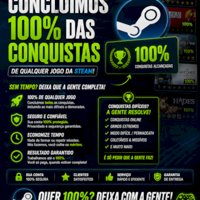 CONQUISTAS JOGOS DA STEAM 100%