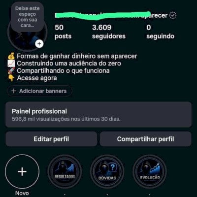 Instagram 3.6K Seguidores | 2.9M Views | Nicho Dinheiro e Marketing Digital