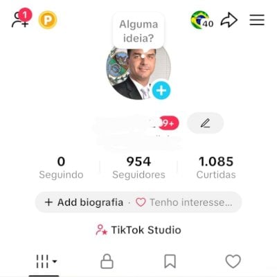 Conta tiktok quase 1k de seguidores