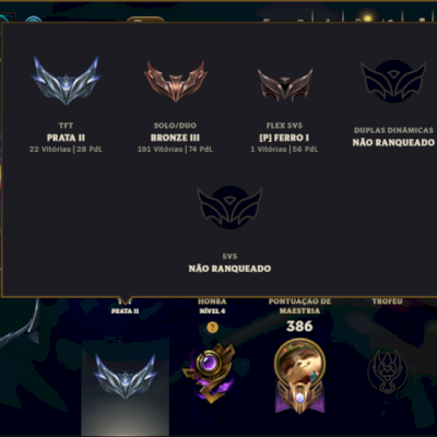 Bronze 3 com 130 Champs e 102 Skins ( Mais de 250 Jogos )