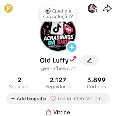 Conta tiktok shop 2K+ de seguidores