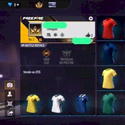 Oportunidade: Conta Free Fire com 20 Camisas de Time(Preço Baixo)leia descrição