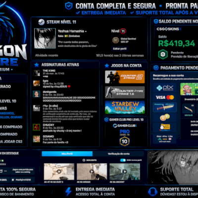 🔥 CS2 PREMIER + GC PRO LV10 + R$419 PENDENTE NO CSGOSKINS + ASSINATURAS ATIVAS