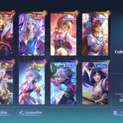 conta com 300 skin Colecionador Renomado / Legend - Zenith - Sanrio etc