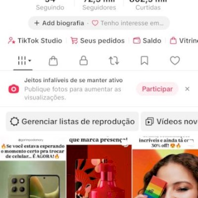 Conta Tiktok sem shop