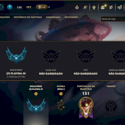 Platina 3 com 65 Champs e 16 Skins