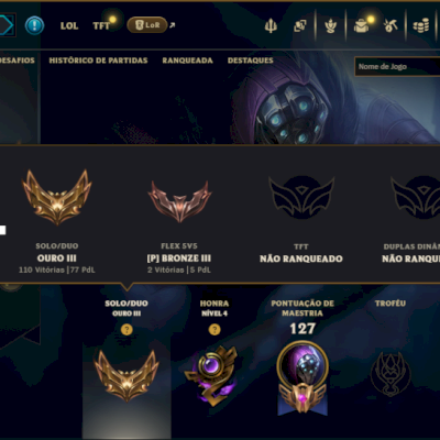 Ouro 3 com 80 Champs e 19 Skins