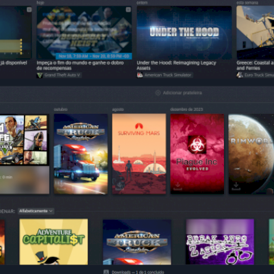 conta steam com vários jogos: American Truck, Grand Theft Auto V, outros