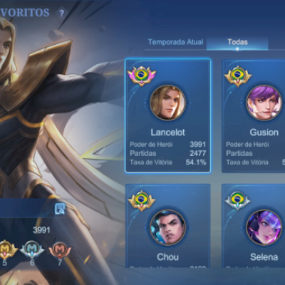 MAIN LANCELOT +2400 PARTIDAS 🔥COM 10 SKINS DO LANCELOT E+🔥🔥