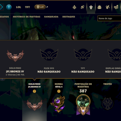 Bronze 4 com TODOS os Champs e 35 Skins