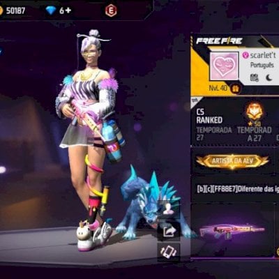 CONTA DE FF FOCADO EM FEMININO, PANTUFA, UNICORNIO, ARMA EVOLUTIVA E MUITO MAIS.