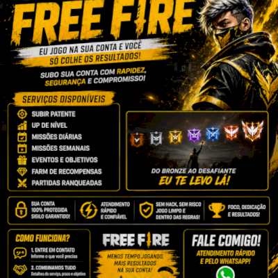 🔥 UP FREE FIRE / SUBO PATENTES, NÍVEL E FAÇO MISSÕES 🔥
