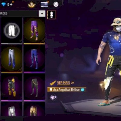 Conta free fire com angelical amarela + emoji de entrada