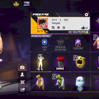 Conta free fire com skin rara (aventureiro)