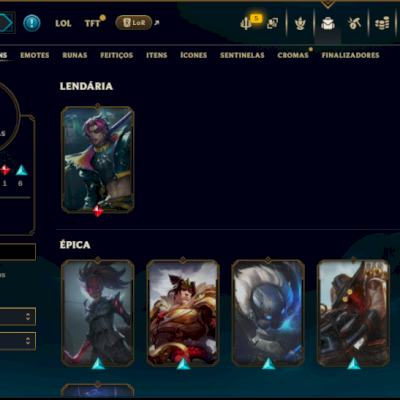 Ouro 3 com 60 Champs e 12 Skins