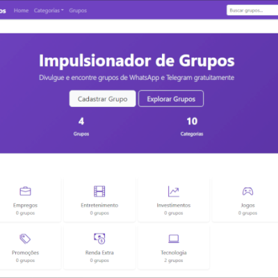 🚀 Impulsionador de Grupos — Plataforma Completa para WhatsApp e Telegram