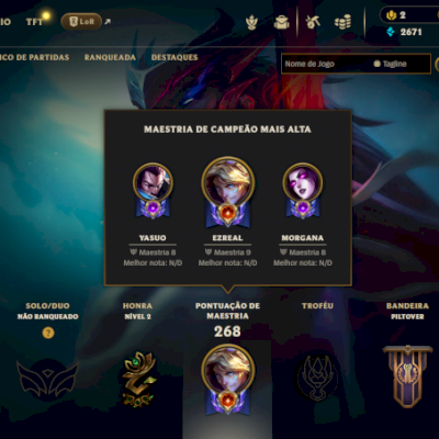 Conta do LoL para inicar ou smurfar com skins