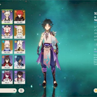 Conta Genshin Impact Level 57 com  8 personagens 5 estrelas raras
