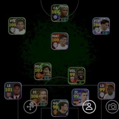 Conta efootball 3155 de força de time com etoo 104, brahim 104, Ferdinand 106