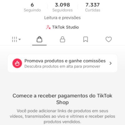 CONTA DO TIKTOK COM SHOP ATIVO +3K SEGUIDORES +7,3K CURTIDAS (PROMOVER ATIVO)