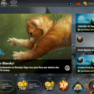 Conta Magic arena MTG, com 17 mil gemas e 1,5 milhão de ouro