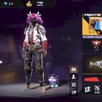 Conta de Free Fire nível 75, prime 6, itens raros