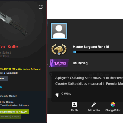 CS2 1.6K+ Horas | SKIN DE FACA | Email Original | 19,514 RANK | PRIME