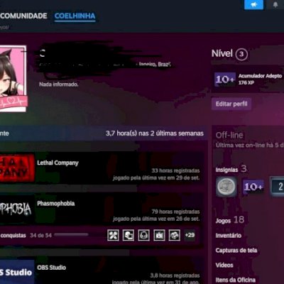 Conta Steam com Baldurs Gate, The Outlast Trials, Sons of the forest, etc