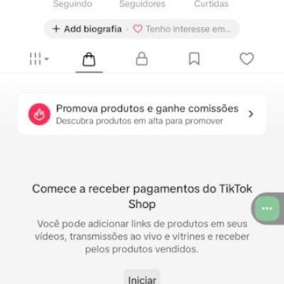 CONTA DO TIKTOK COM SHOP ATIVO +2,4K SEGUIDORES, +9,3K CURTIDAS
