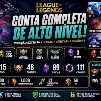 LOL LVL 555 | 215 SKINS | TODOS CAMPEÕES | 1M+ KATARINA | SKT/SSG/TPA/FPX/iG