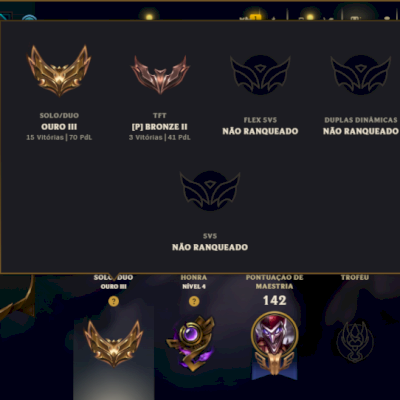 Ouro 3 com 50 Champs e 41 Skins