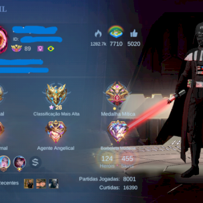 Conta Mobile Legends, Heróis: 124, SKINS: 459, KOF: 6, ZODÍACO: 13, STAR WARS: 2