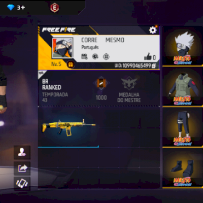 Conta de free fire com alguns itens raro