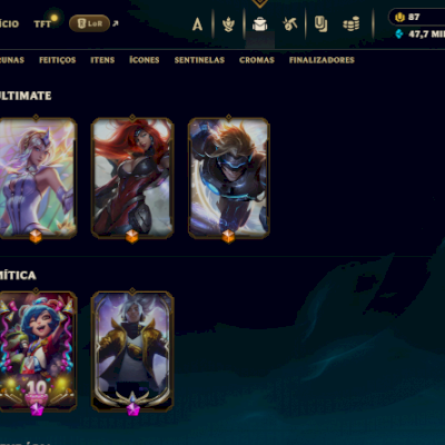 Conta de 10 anos manual Bronze 3 com 266 skins 3 ultimate 2 míticas nível 343