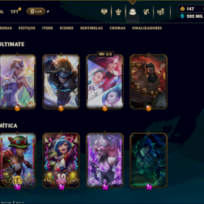 Conta League of Legends - criada em 2009/Full Champ/+340 Skins/Diamante-Mestre