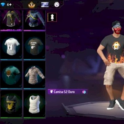 MUITO RARA! CONTA DE FREE FIRE COM CAMISA DO BISCOITO E CAMISA DE OURO T1 E T2!