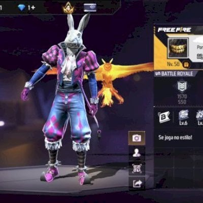 Conta free fire ha 5 anos, com skins raras e um cubo magico