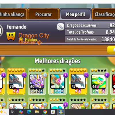 Conta de dragon city com  joias 1004, 2.8B DE OURO 100M de comida 15 ilhas desbl