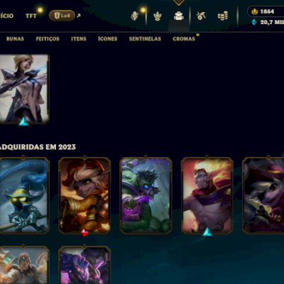 conta no ferro, 115 campeões, 82 skins, quase 2k de rp