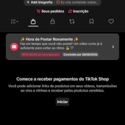 CONTA DO TIKTOK COM SHOP ATIVO +1,4K SEGUIDORES, LIVES ATIVAS (ENGAJAMENTO REAL)