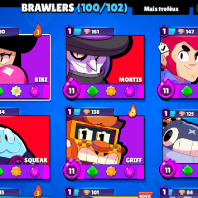 Conta de Brawl Stars a venda! Muitas skins, fama marciana e 7 anos de idade.