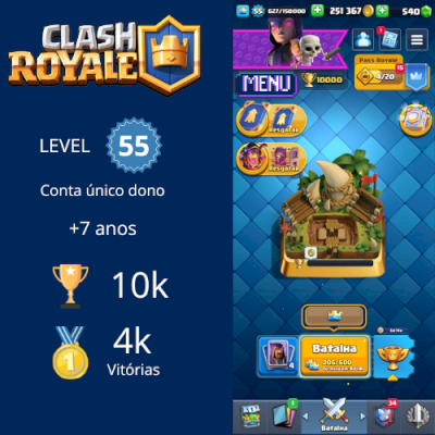 Conta Clash Royale Level 55 10k | Arena Sazonal 01