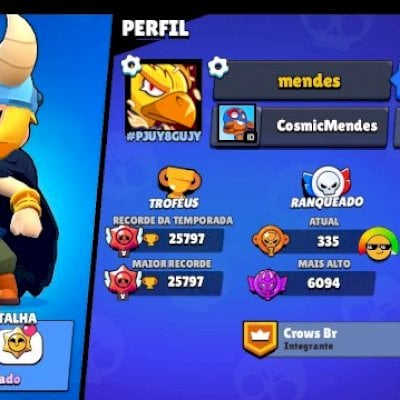 Conta de braw stars com 5 passes e 3 skins lendarias